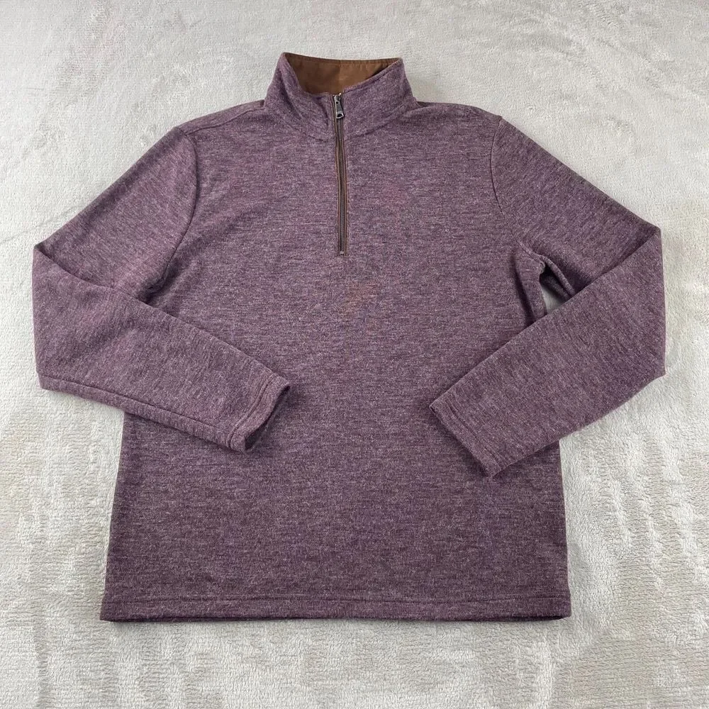 Banana Republic 1/4 Zip Sweater Men Medium‎ Heather Burgundy Pullover NWOT